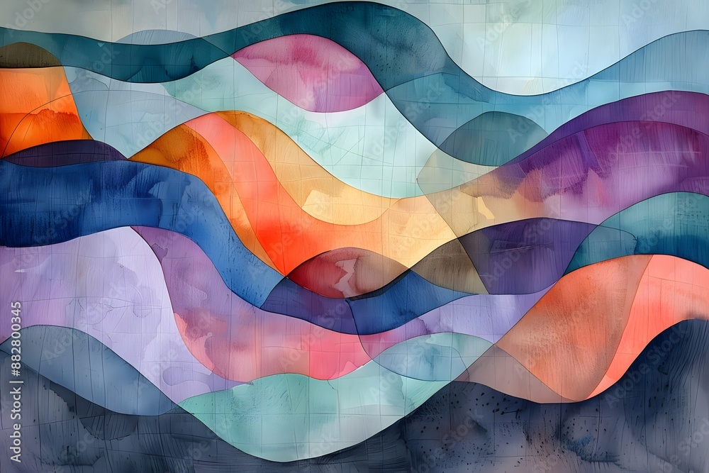 Abstract Watercolor Waves in Vibrant Hues