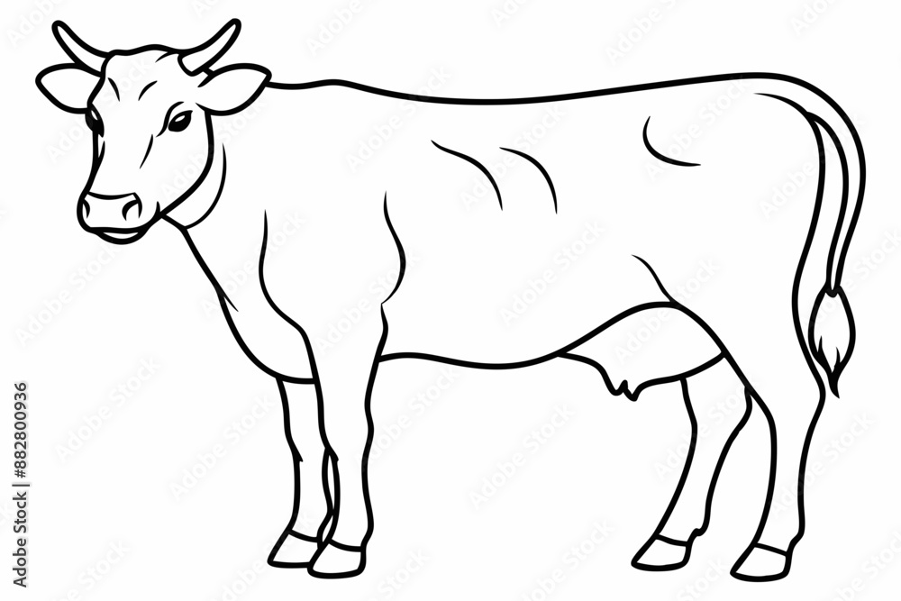 Fototapeta premium cow line art vector illustration 