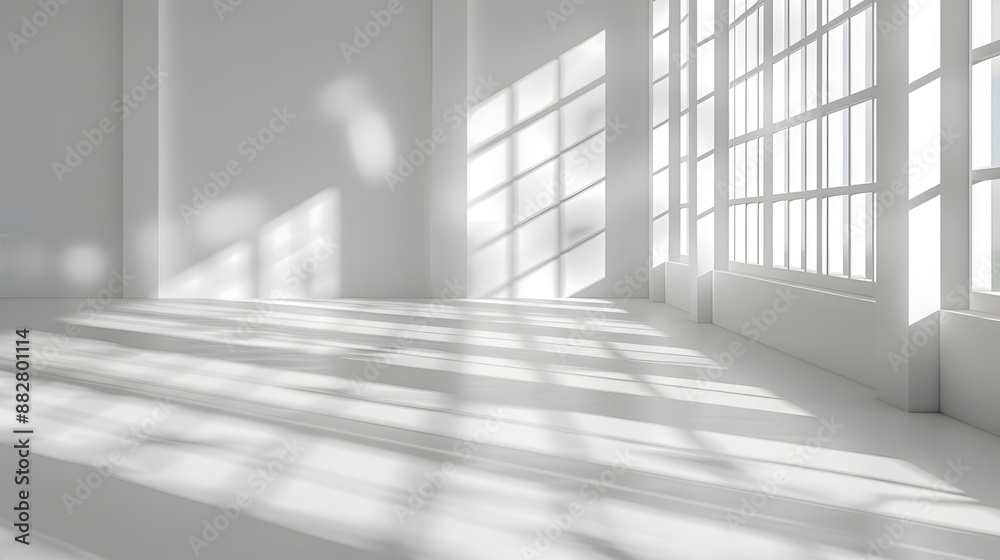 Obraz premium Sunlit Minimalist Interior with Large Windows