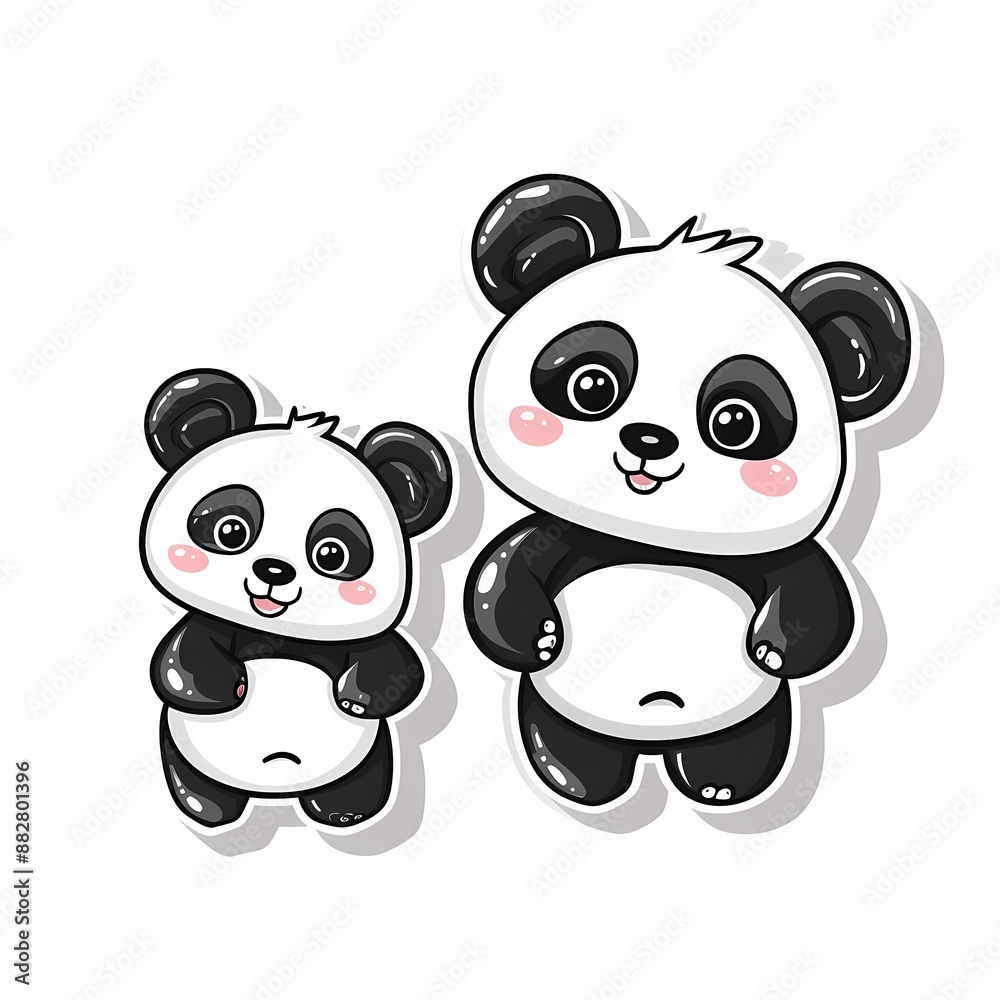 Obraz premium Charming illustration of cute pandas, ideal for children's products and playful branding