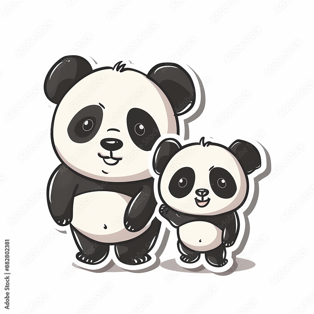 Charming illustration of cute pandas, ideal for children's products and playful branding Charming illustration of cute pandas, ideal for children's products and playful branding