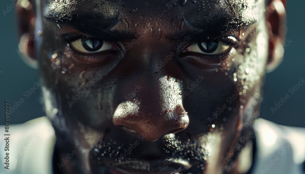Intense American Football Player Focused and Ready for Game, Close-Up Portrait. Banner with Copy Space Intense American Football Player Focused and Ready for Game, Close-Up Portrait. Banner with Copy Space