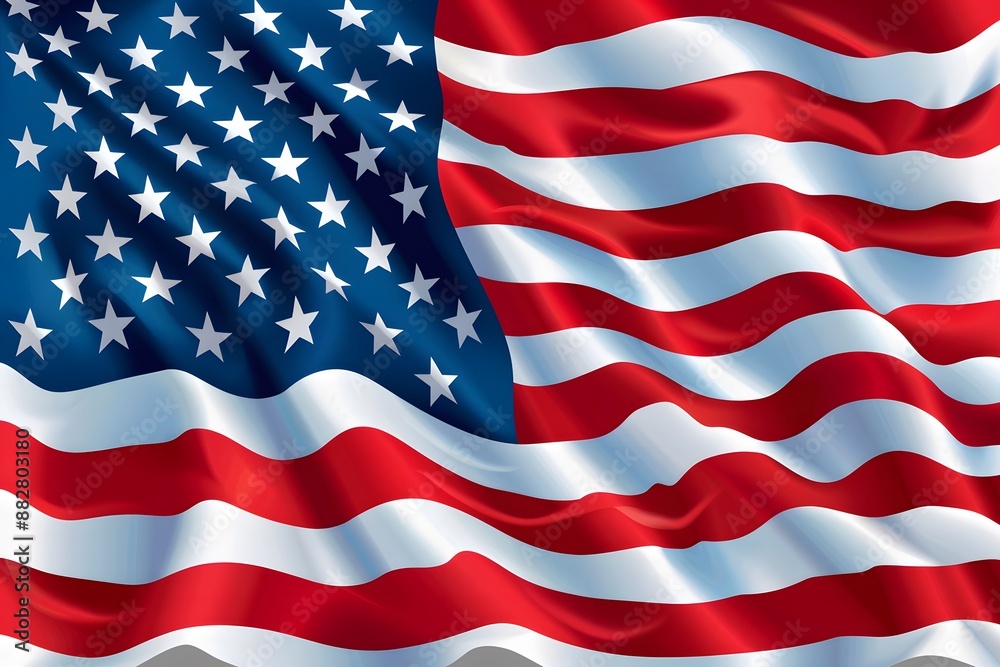 Obraz premium Waving American Flag with Stars and Stripes