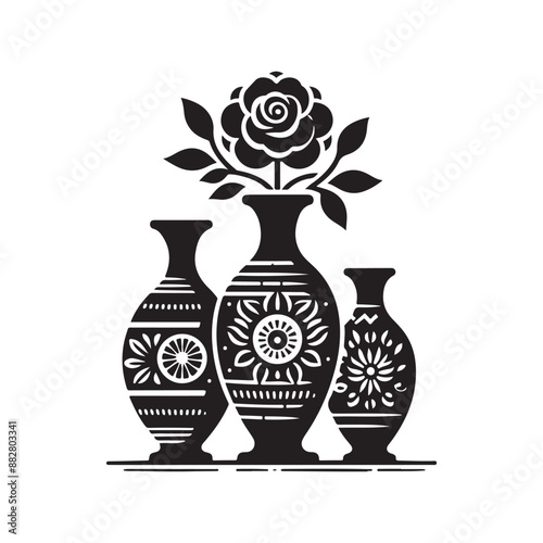 black and white vases