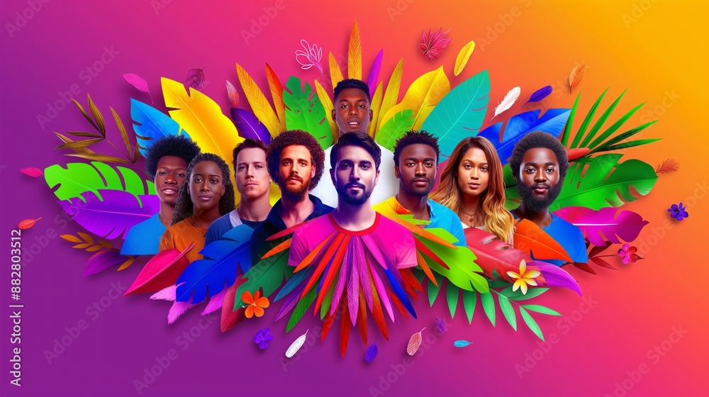 a diverse group of friends celebrating their differences and shared humanity. a diverse group of friends celebrating their differences and shared humanity.