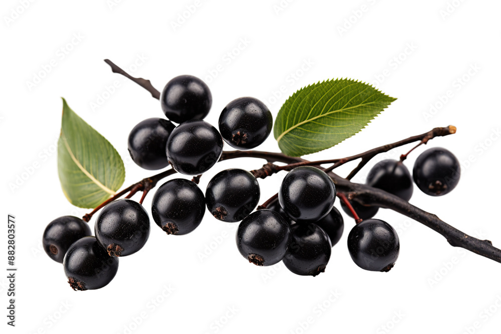 Natures Jewel: A Branch Adorned With Lush Berries and Leaves on White or PNG Transparent Background. Natures Jewel: A Branch Adorned With Lush Berries and Leaves on White or PNG Transparent Background.