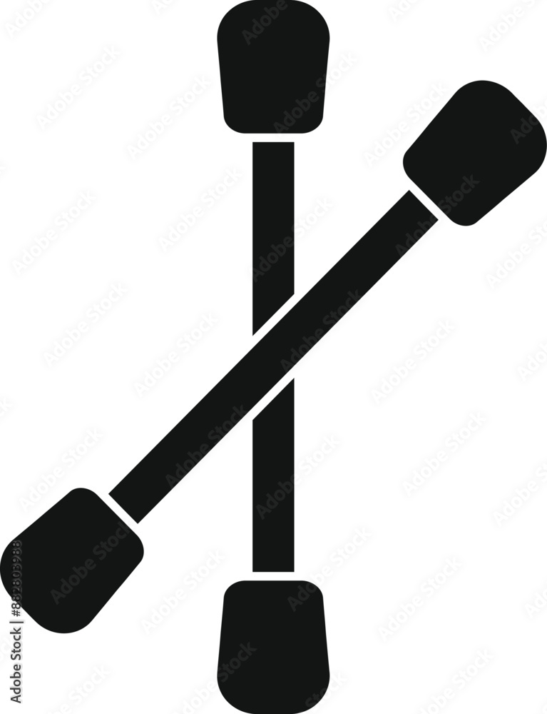 Simple icon of two cotton buds crossing forming the letter x, in black silhouette over white background Simple icon of two cotton buds crossing forming the letter x, in black silhouette over white background