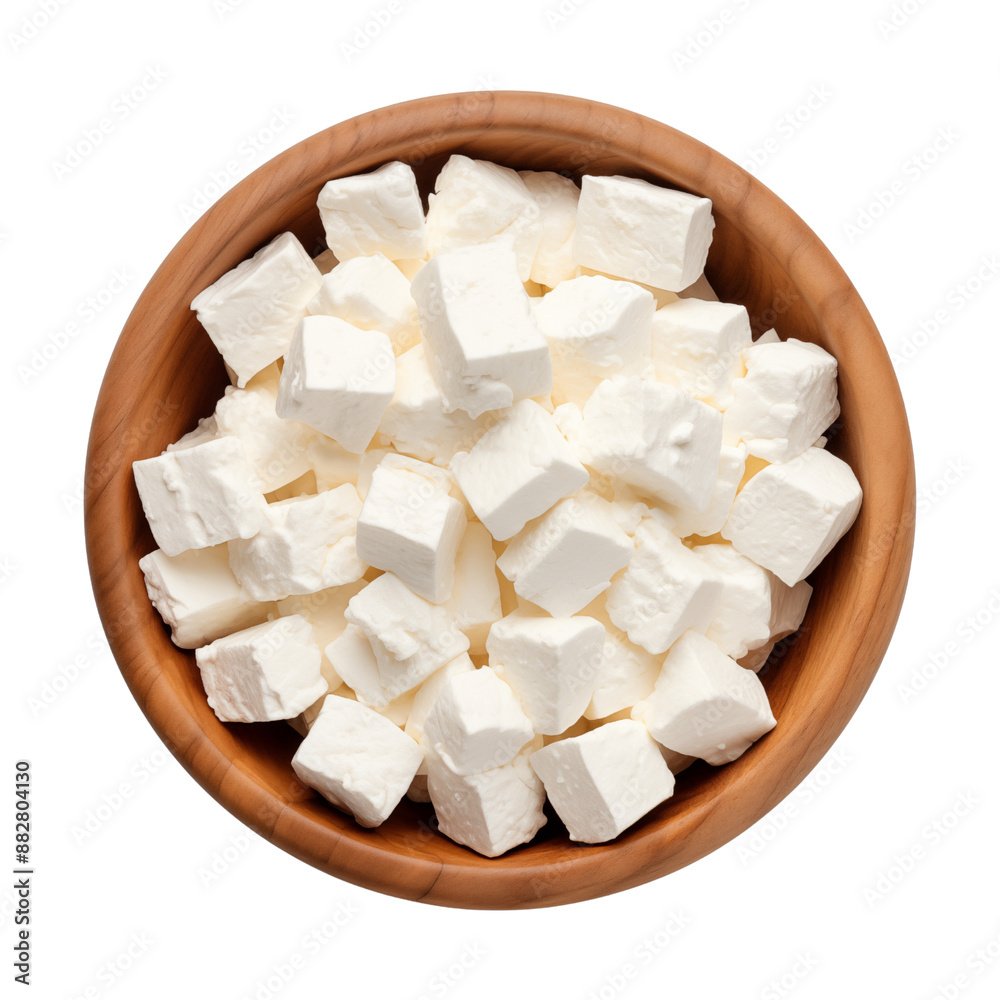 feta cheese in wooden bowl isolated on transparent background, png feta cheese in wooden bowl isolated on transparent background, png
