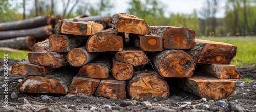 Stack of Logs in the Forest