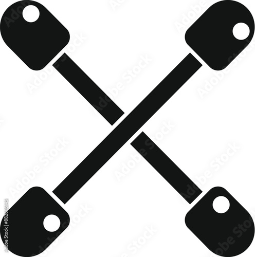 Black silhouette of a crossed tire iron, a simple icon representing car maintenance and roadside assistance