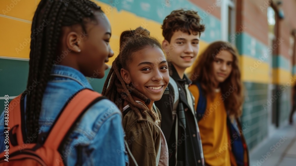 Obraz premium Group of multiracial students at high school