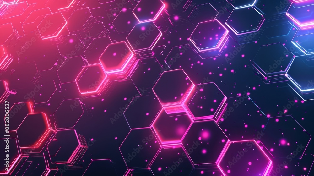 Glowing hexagons background Glowing hexagons background