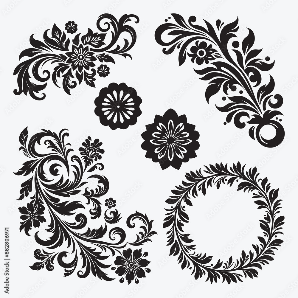 Hand Drawn Floral Ornaments and Decoration Elements Collection Hand Drawn Floral Ornaments and Decoration Elements Collection