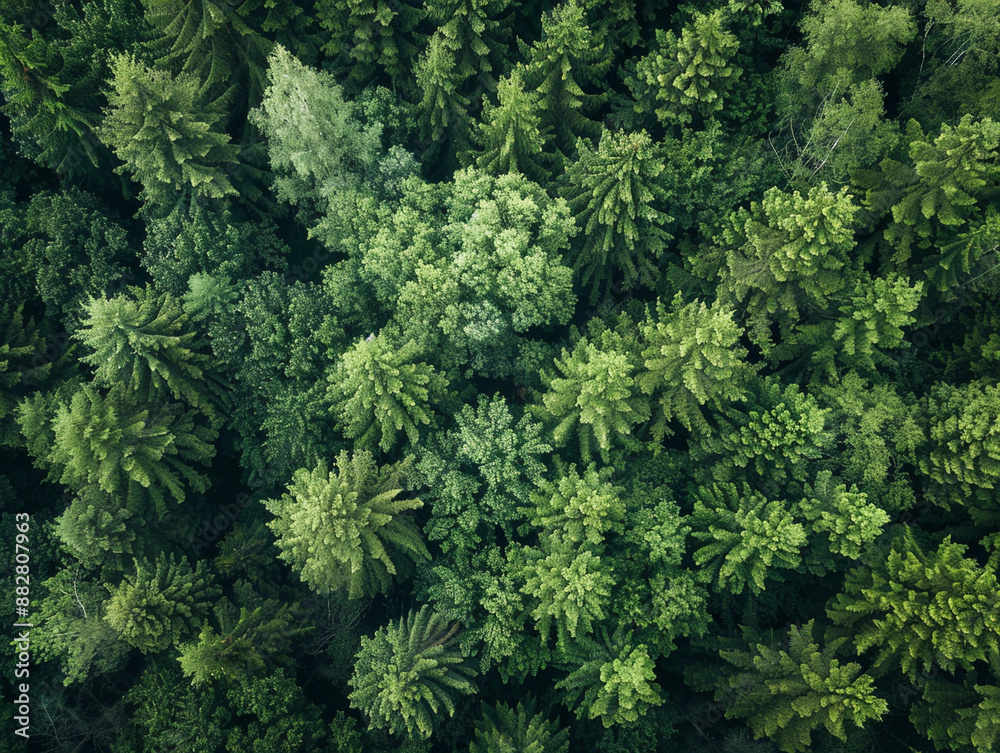 Aerial View of a Lush Evergreen Forest Canopy During Summer Aerial View of a Lush Evergreen Forest Canopy During Summer