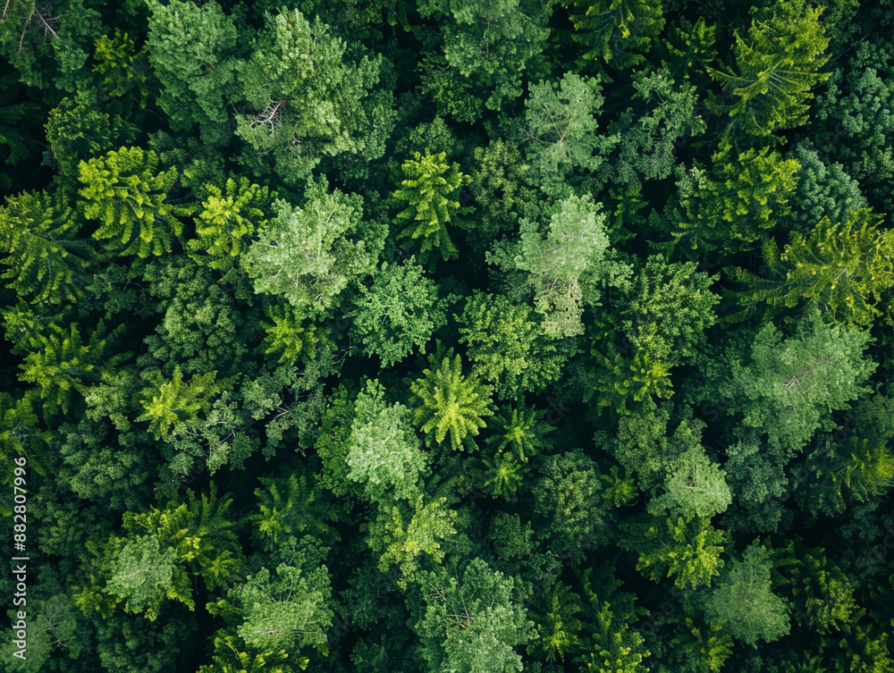 Aerial View of Lush Green Forest Canopy in Summer Aerial View of Lush Green Forest Canopy in Summer