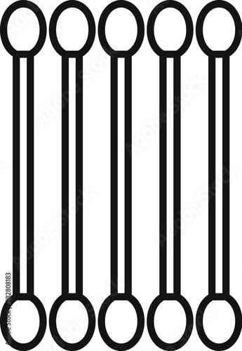 Five cotton swabs for ear cleaning presenting on a white background, simple illustration