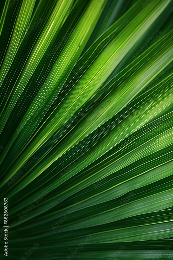 Close-Up of Vibrant Green Tropical Leaf Texture, Nature's Patterns Freshness