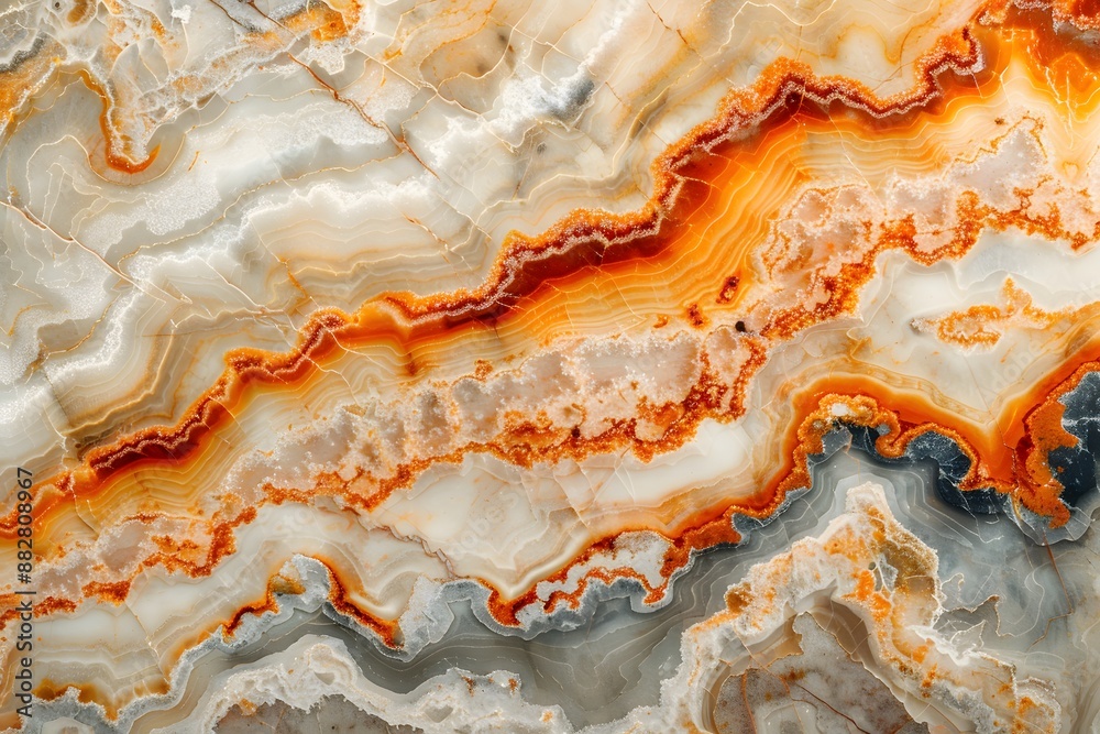 Stunning Close-Up of Vibrant Orange and White Agate Stone Stunning Close-Up of Vibrant Orange and White Agate Stone
