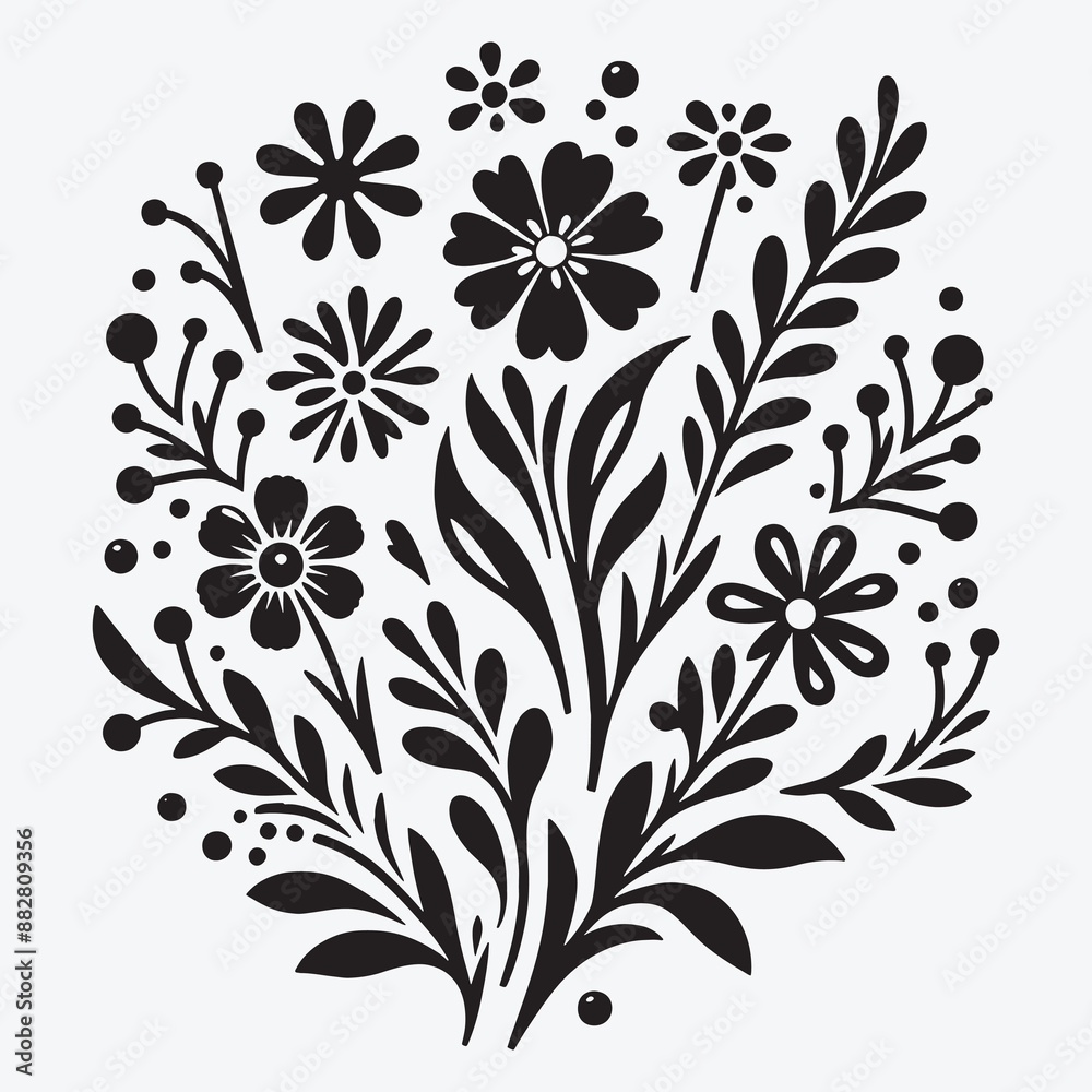 Fototapeta premium Hand Drawn Floral Ornaments and Decoration Elements Collection