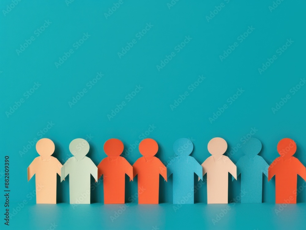 Paper dolls icon symbolizing teamwork and support, with copy space, deep depth of field, full object coverage. Paper dolls icon symbolizing teamwork and support, with copy space, deep depth of field, full object coverage.