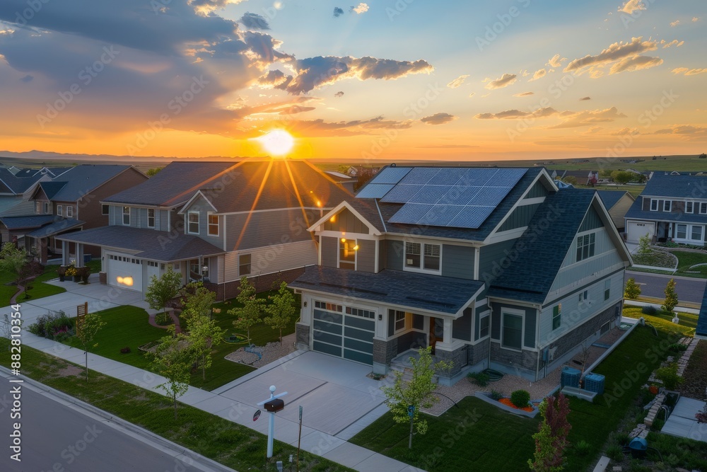 modern house with solar panels modern house with solar panels