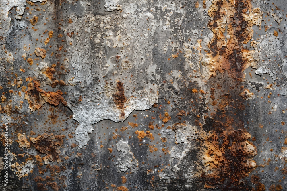flat texture of rough gray and rust metal surface, background for design with copy space on the right side, flat texture of rough gray and rust metal surface, background for design with copy space on the right side,