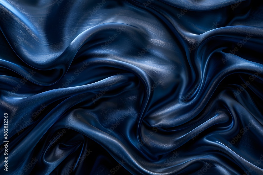 Fototapeta premium Luxurious Dark Blue Silk Fabric with Elegant Folds