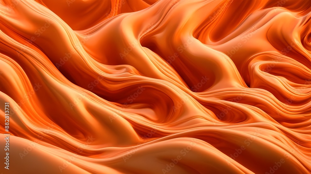 Fototapeta premium orange silk fluid background, viscous liquid - 3D Render