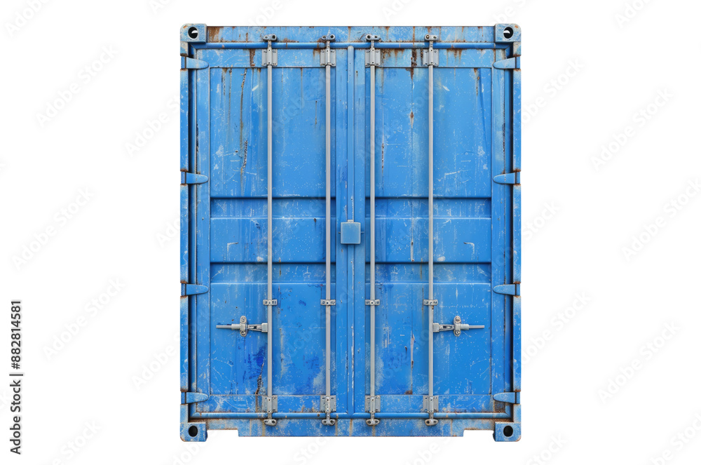 Photo of blue cargo container isolated on transparent background Photo of blue cargo container isolated on transparent background