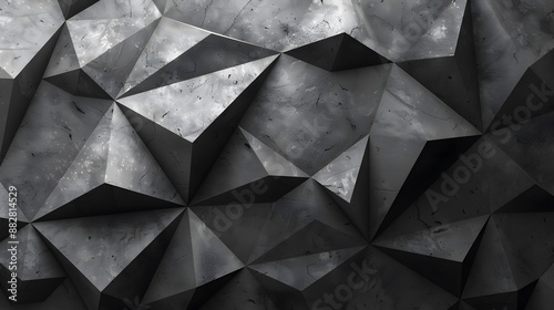 Intricate Geometric Concrete Surface with 3D Triangular Patterns