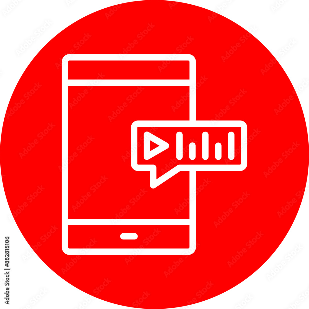 Audio Message Vector Line White Circle Red Audio Message Vector Line White Circle Red