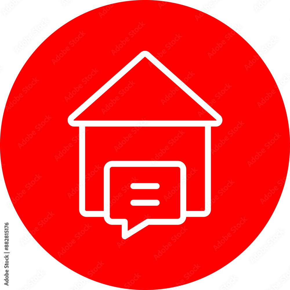 Home Message Vector Line White Circle Red Home Message Vector Line White Circle Red
