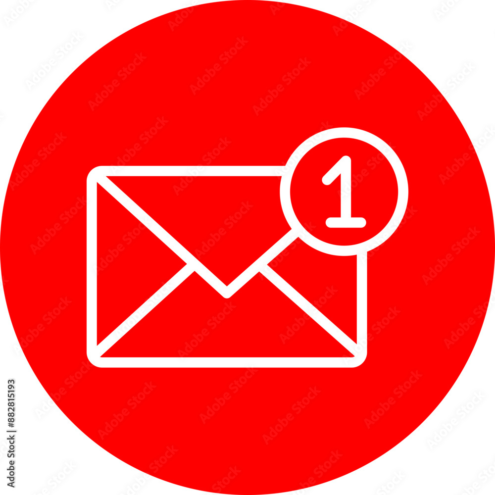 New Message Vector Line White Circle Red New Message Vector Line White Circle Red