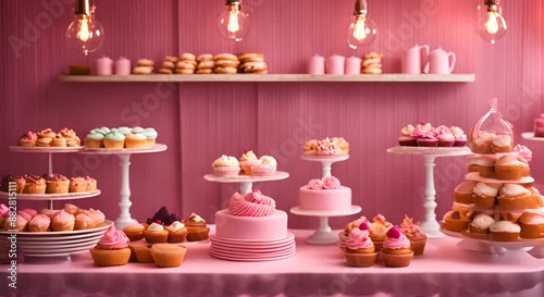 Wallpaper Mural Interior of a pink pastry shop. Torontodigital.ca