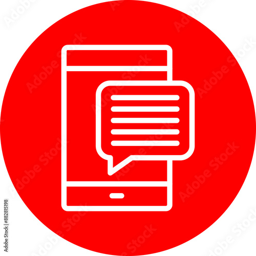 Messages Vector Line White Circle Red