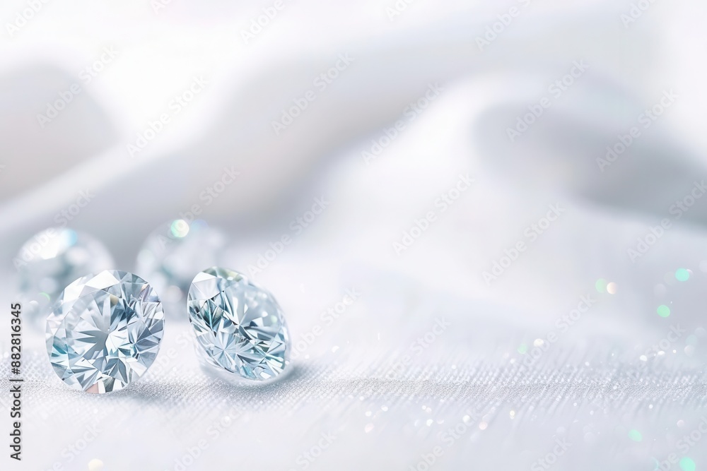 Elegant diamonds on soft white fabric, perfect for representing luxury, sophistication, and timeless beauty in any setting. Elegant diamonds on soft white fabric, perfect for representing luxury, sophistication, and timeless beauty in any setting.