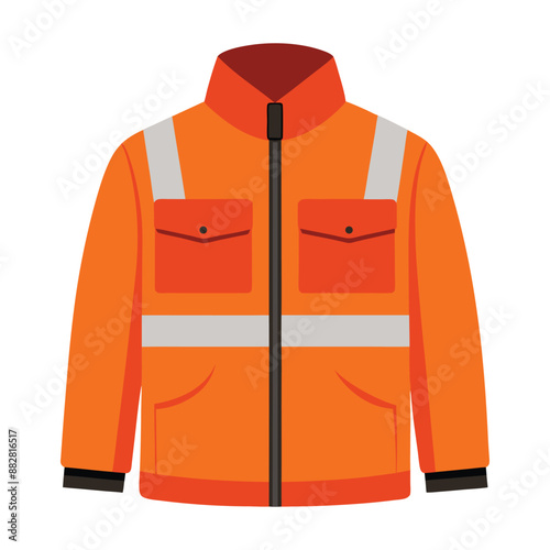 Illustration of Orange high visibility outdoor workwear jacket on white