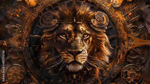 Obraz na płótnie colorful Potrait of lion face painting style. abstract artwork of lion. w salonie