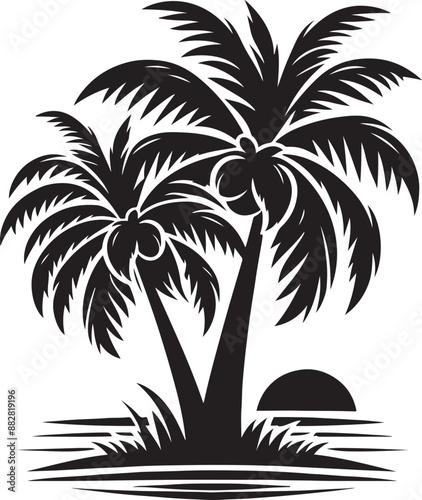 Coconut tree silhouette vector illustration