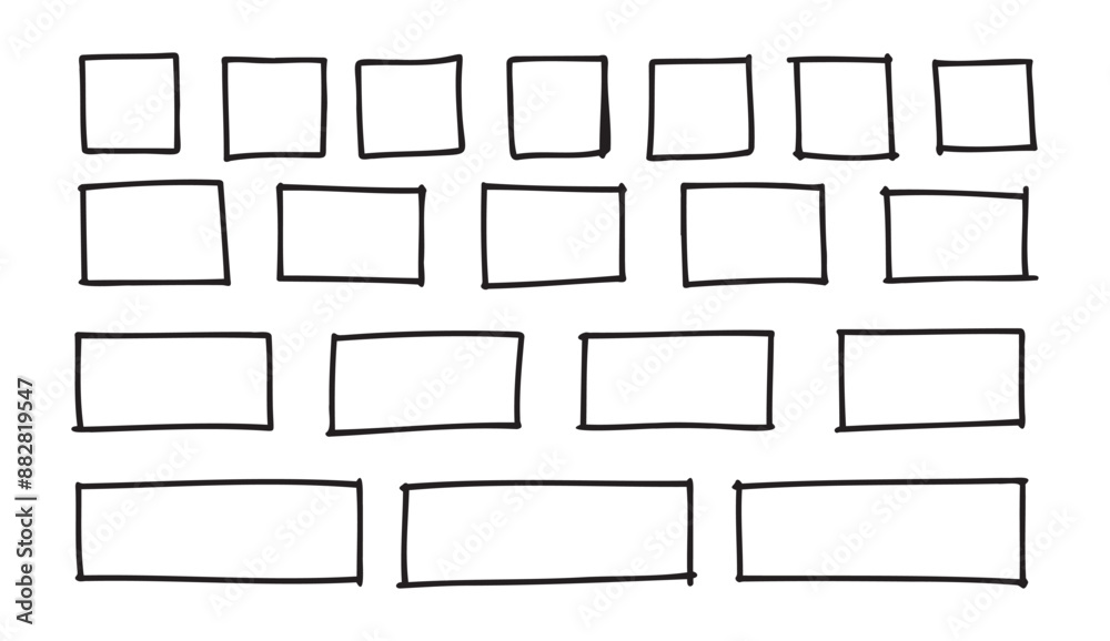 Free outline hand drawn vector squares, rectangles different sizes. Scribble rectangular frames set. Freehand square borders. Text highlight underline. Free outline hand drawn vector squares, rectangles different sizes. Scribble rectangular frames set. Freehand square borders. Text highlight underline.