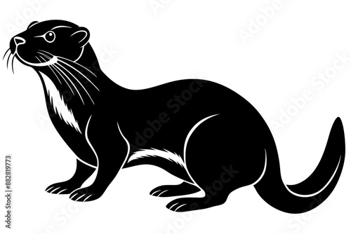 otter silhouette, otter line art black white vector illustration   © Trendy Design24