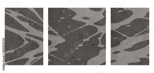 Set of 3 Abstract background in vintage style. Stylized old with grain. For use in graphics, for printing on wall decorations.