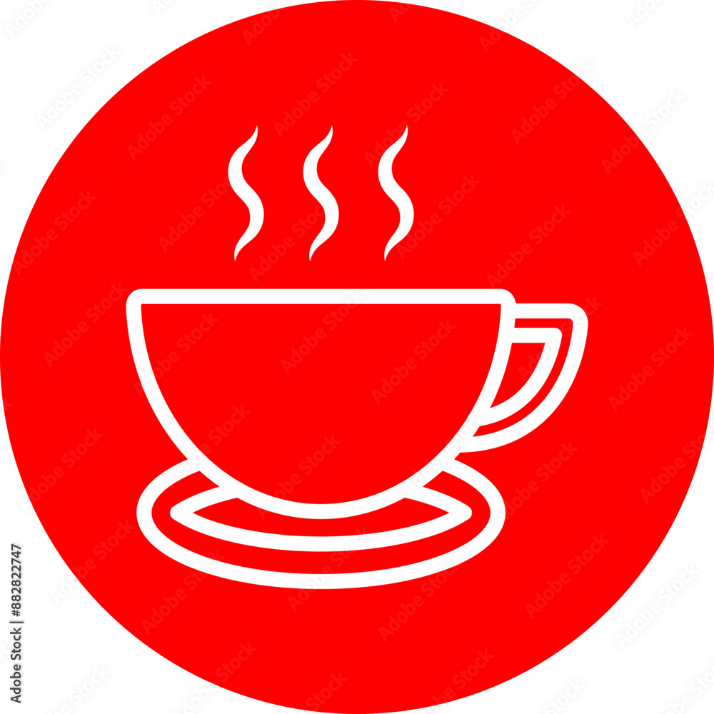 Tea Vector Line White Circle Red Tea Vector Line White Circle Red