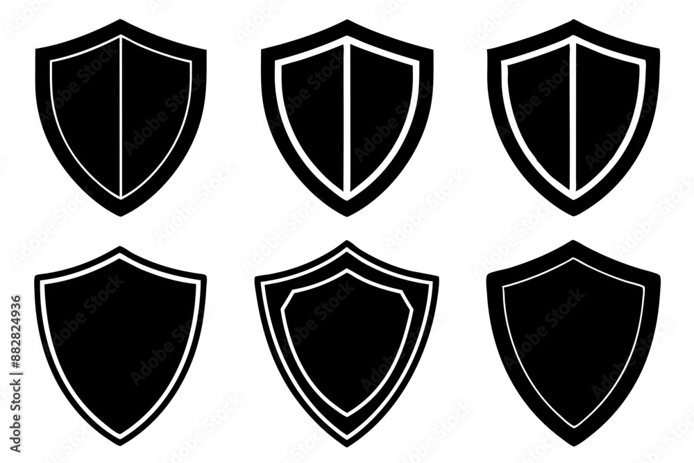 Protection shield vector icons. Shield icon set. vector illustration