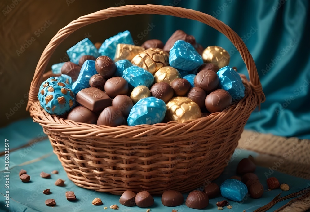 35mm film photography, A wicker basket brimming with an assortment of chocolates, high detail, Burgundy-&-blue color, blurry, muted colors, long exposition motion blur
35mm film photography, A wicker basket brimming with an assortment of chocolates, high detail, Burgundy-&-blue color, blurry, muted colors, long exposition motion blur