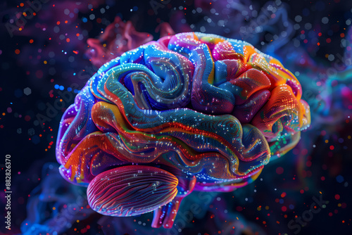 Obraz na płótnie Colorful brain illustration with sparkling lights w salonie