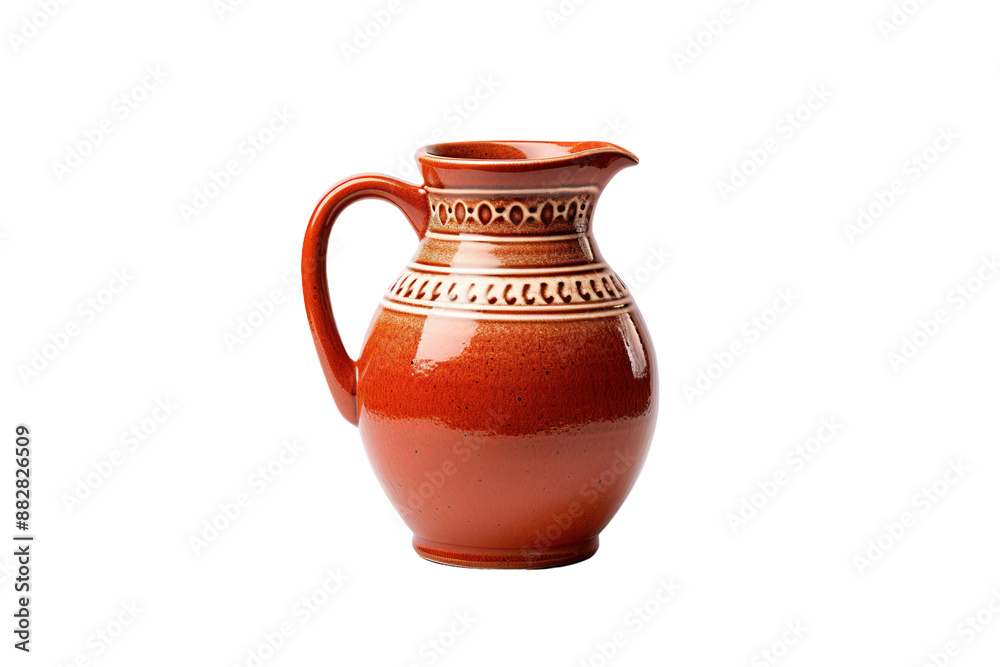 Crimson Elegance: A Striking Red Vase With a Handle on White or PNG Transparent Background. Crimson Elegance: A Striking Red Vase With a Handle on White or PNG Transparent Background.
