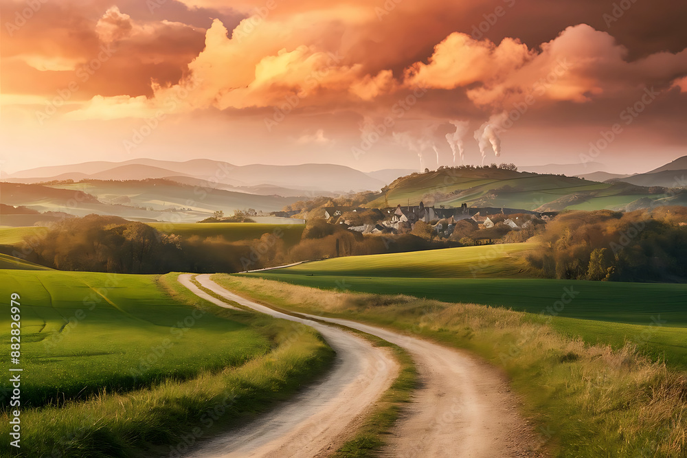 Fototapeta premium landscape with road