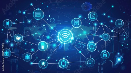 IoT technology: Data transfer between connected devices, digital communication network