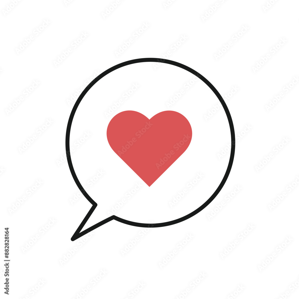 Love bubble speech outline icon vector. Love bubble speech outline icon vector.